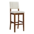 thumbnail image 1 of Linon Milano 30.5" Faux Leather & Wood Bar Stool in Cream/Walnut, 1 of 14