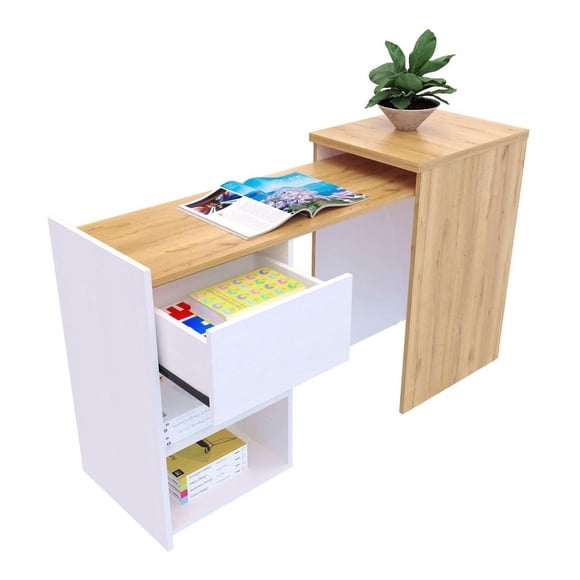 Escritorio Extensible Maderkit Wengue 40 cm Ancho x 77,8 cm Alto x 140 cm Fondo