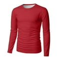 thumbnail image 6 of Dresfit Big and Tall Shirts for Men Solid Color Thermal Tops 2025 Basic Crew Neck Long Sleeve Athletic Tshirts Fall Slim Fit Oversized Lightweight Pullover Tops Red 2XL, 6 of 7