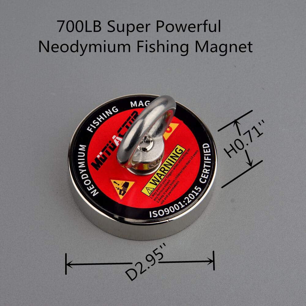 ULIBERMAGNET A75L Magnet Fishing 700lbs Pull Force,Strong Fishing Magnets N52 Neodymium Magnets with 20m Durable Rope,Powerful Magnets for Fishing and Magnetic Recovery Salvage 66Feet 