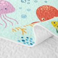thumbnail image 5 of Manfei Cartoon Whale Bed Spread Queen, Kawaii Fish Sealife Queen Coverlet Set, Light Cyan, 3pcs, 1 Quilt and 2 Pillowcases, 5 of 7