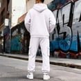 thumbnail image 5 of Dwelliawo Men's Tracksuit 2 Piece Hoodie and Sweatpants Solid Color Zipper Sweat Hoodie Cargo Pants Sport Pants Set Relaxed Fit Fall Winter Suit with Pockets White 2XL, 5 of 8