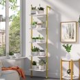 thumbnail image 4 of 5 Tiers Ladder Bookcase, Industrial Wall Mounted Bookshelf, Open Display Rack with Metal Frame, Wooden Storage Shelves for Bedroom, Home Office, Living Room, White+Gold, 70*17.3*11.8", 4 of 17
