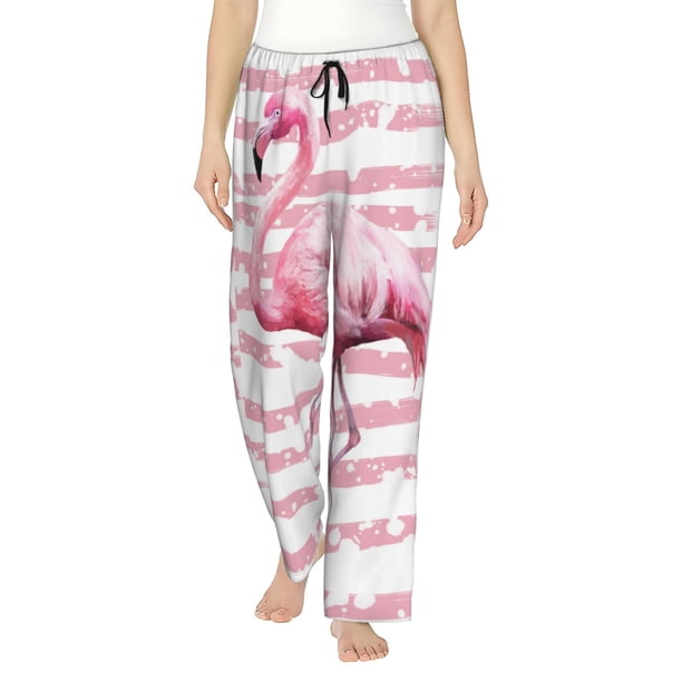 Balery Flamingo Pantalones de pijama para mujer, pijamas ultraligeros, pantalones de estar por casa-Medium