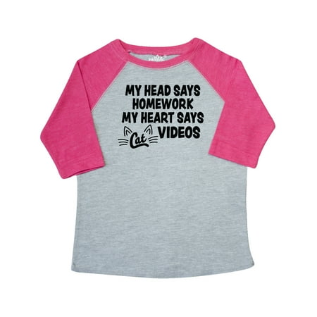 

Inktastic My Head Says Homework My Heart Says Cat Videos Gift Toddler Boy or Toddler Girl T-Shirt