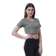 thumbnail image 4 of Moomaya Womens Round Neck Crop Top Short Sleeves Summer T-shirt Loose Fit Tops, 4 of 7