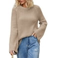 thumbnail image 2 of Frostluinai Raglan Knit Sweaters for Women Long Sleeve Oversized Knit Pullover Crew Neck Solid Color Knit Sweaters Loose Fit Fall Sweaters, 2 of 6