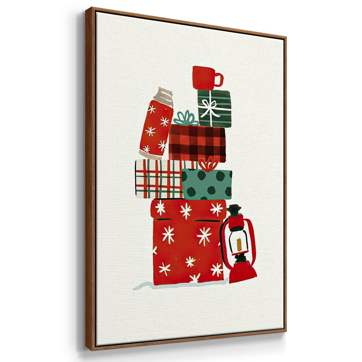 Going to Grandmas Collection B - Framed Gallery Wrapped Holiday Canvas - 17 x 25 - Rosewood Frame