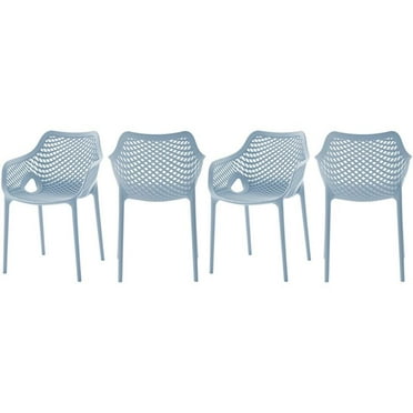 Afuera Living 17.72" Plastic Patio Dining Chair in Blue (Set of 4)