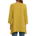 thumbnail image 4 of Yellow Tshirts for Women Casual Loose Round Neck Mid Length Sleeve Ladies Top Asymmetrical Summer Tops, 4 of 4