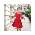 thumbnail image 4 of Sunny Fashion Girls Dress Red Knit Sheer Bodice Polka Dot Flared Elegant Party Wedding Recital 8 Years, 4 of 6