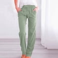 thumbnail image 2 of OYXSER Womens Linen Pants with Pockets Drawstring Elastic Waist Casual Vacation Straight Leg, 2 of 5