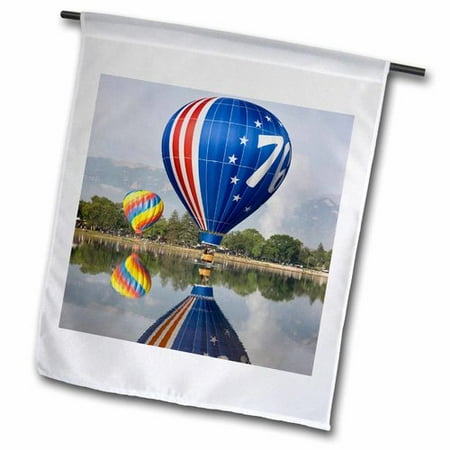 Paired Patio Homes Colorado Springs 3dRose CO, Colorado Springs, Hot air balloon - US06 BJA0257 - Jaynes Gallery, Garden Flag, 12 by 18-Inch ()