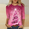 thumbnail image 2 of LSLJS Christmas Shirts for Women Plus Size 3/4 Sleeve T-Shirts Funny Christmas Tree Printed Graphic Tees Tops, Gifts for Women, S-5XL, 2 of 6