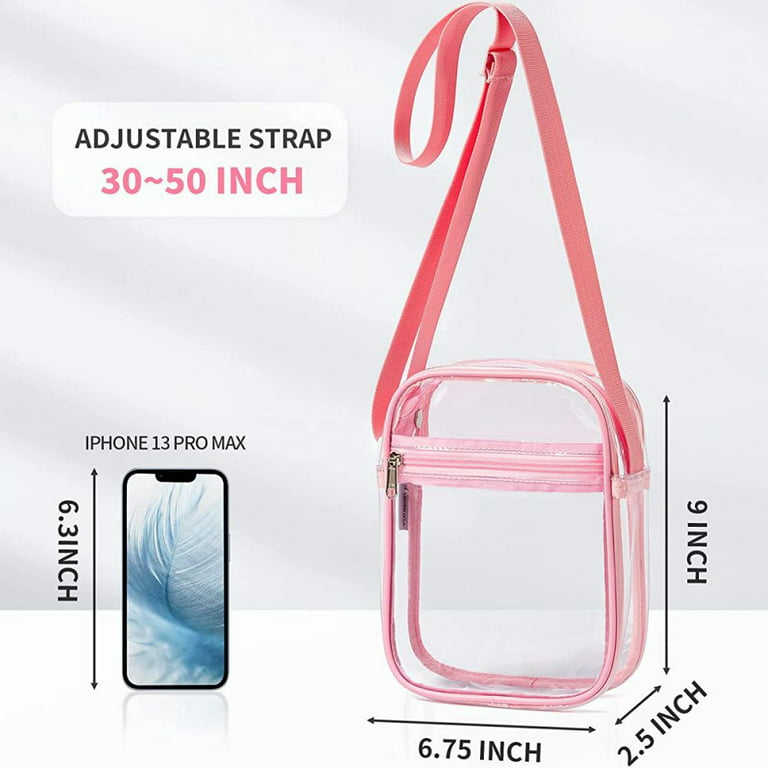 Mini Zipper Hobo Bag Fashionable PVC Pink, Clear Bag