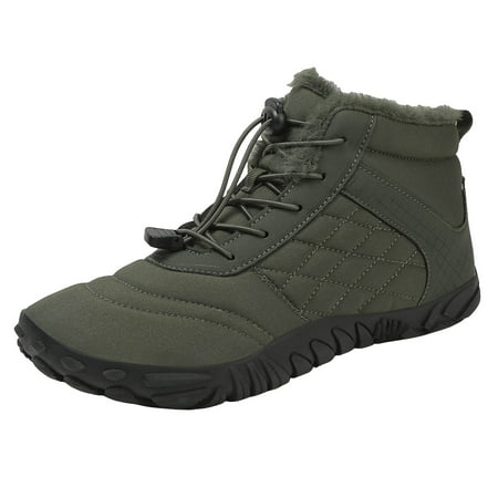 

Povozer Men s Winter Barefoot Hiking Boots Warm Snow Boot Slip on Barefoot Boots Men Wide Waterproof Hiking Boots(AG 11.5)
