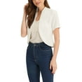 thumbnail image 4 of INSPIRE CHIC Women's Work Blazer Shawl Collarless Open Front Cropped Cardigan XS White, 4 of 6