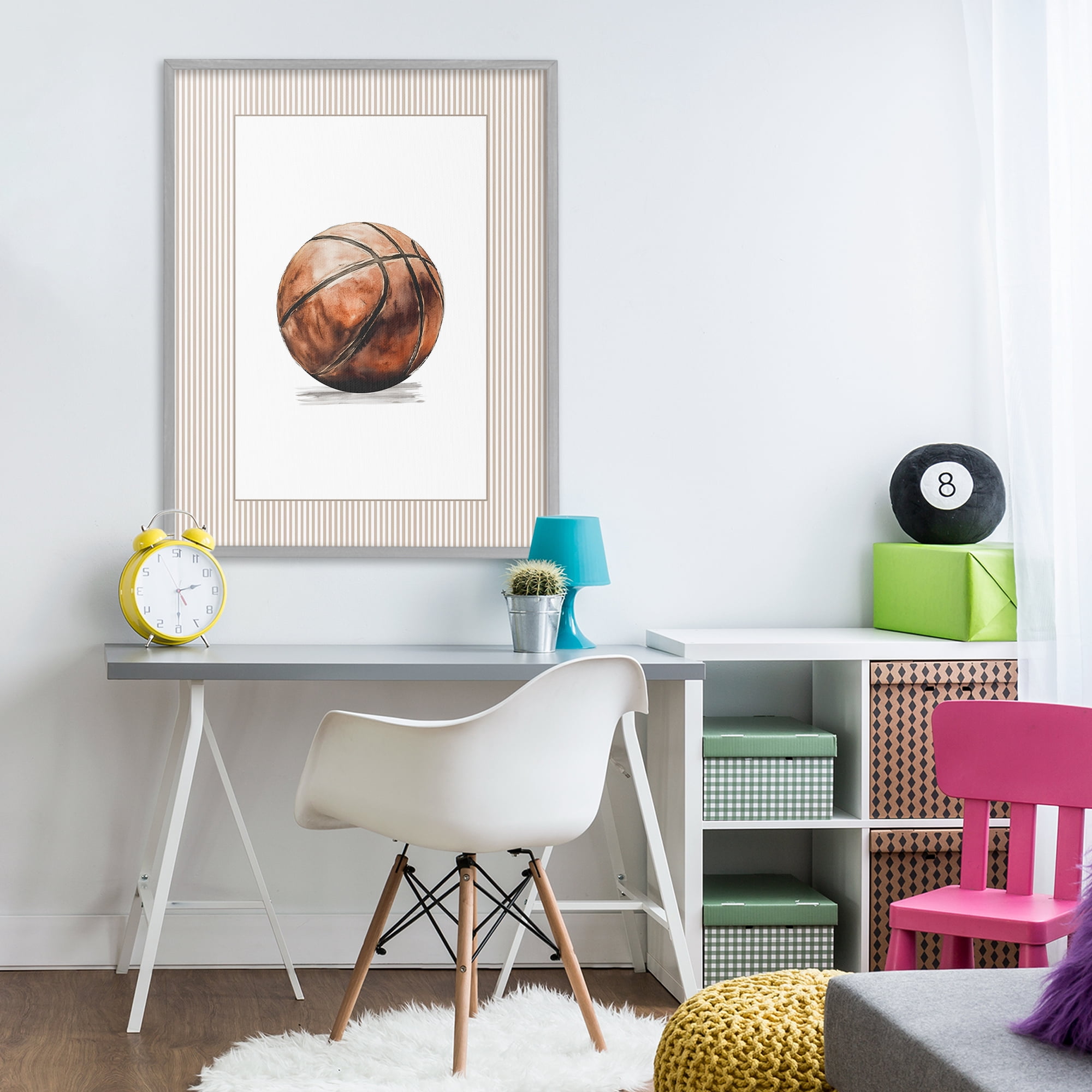 Stupell Industries Vintage Sports Basketball Gray Framed Giclee Art, design by Christine Simpson Art
