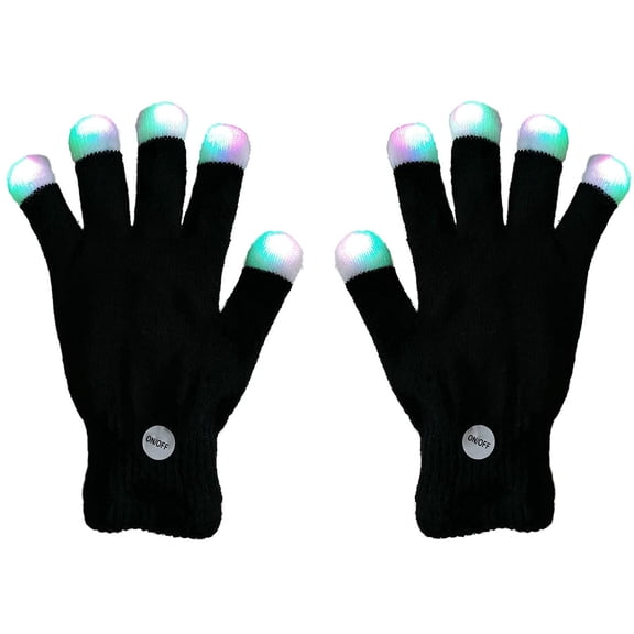 7 Color LED Gloves Light Up Flashing Glow Finger Mittens for Rave Party Club Supplies Halloween Christmas Stocking Stuffers Men Women Kids