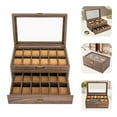 thumbnail image 2 of 24 Slots Watch Box Table Top Mens Watch Case Brown Jewelry Holder Rustic Watch Display Case with Drawer, 2 of 19