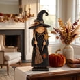 thumbnail image 3 of Halloween Witch Figurine, Vintage Wooden Witch Decor, Halloween Decorations Indoor, Rustic Farmhouse Mantel Decor for Bookshelf Tray Fall Retro Statues Gifts, 3 of 5