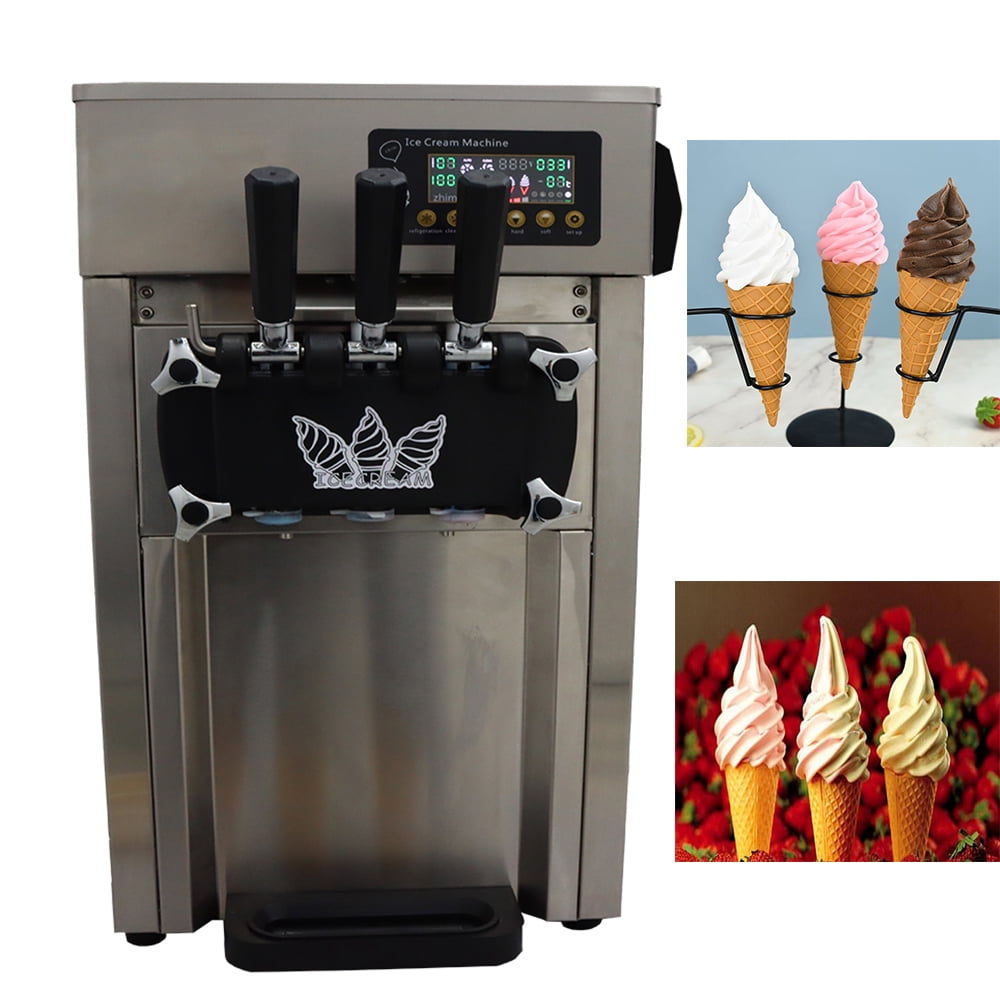 INTBUYING Commercial Three Flavors Soft Ice Cream Machine Ice Cream Maker with LED Display Stainless Steel Walmart