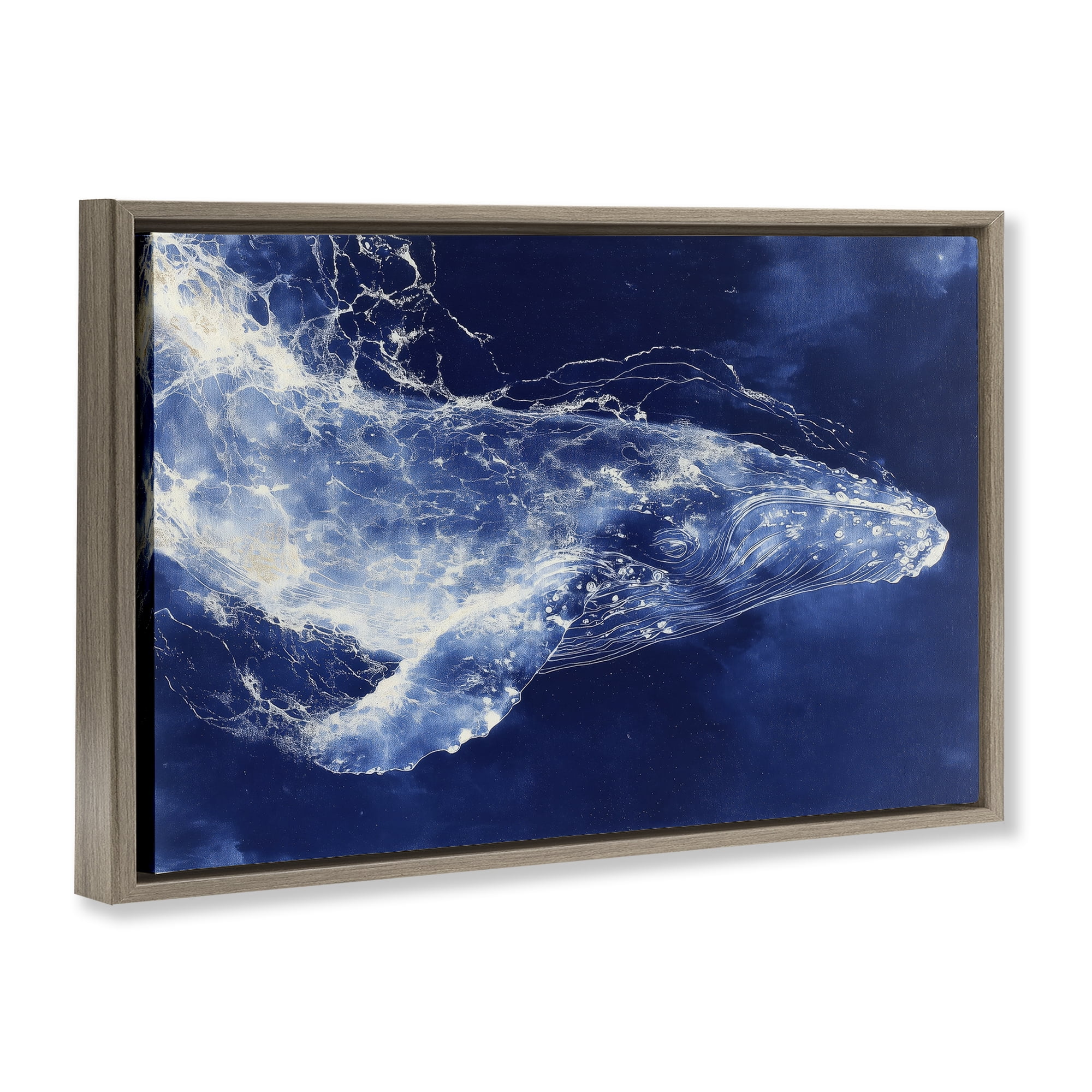 Stupell Industries Whale in Motion Brown Framed Floater Canvas Wall Art, design by Chromatic Storm Studio