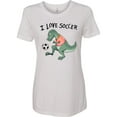 thumbnail image 3 of Inktastic I Love Soccer-dinosaur in Orange Women's T-Shirt, 3 of 5