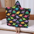 thumbnail image 5 of Black Colorful Dinosaur Pattern Hooded Bath Towel，50"x30" for Ages 3 To 12 Kids, Quick Dry Lightweight Soft Microfiber Hood Beach Towel Cover Up for Kids, 5 of 7