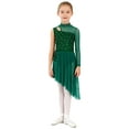 thumbnail image 3 of Kaerm Kids Girls Lyrical Dance Dress Asymmetrical Skirted Leotard Long Sleeve Modern Contemporary Dance Dress Green 6, 3 of 5