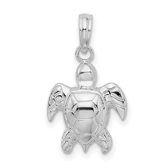 Finest Gold Sterling Silver Polished Sea Turtle Pendant