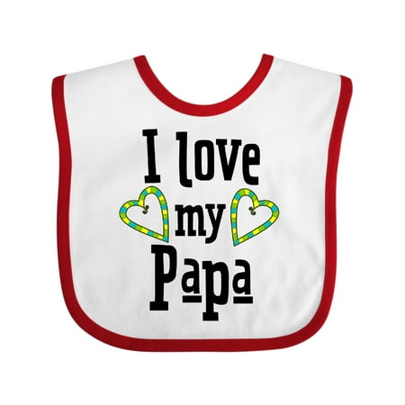 

Inktastic I Love My Papa- Hearts Gift Baby Boy or Baby Girl Bib