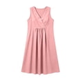 thumbnail image 6 of Umfun Casual V-Neck Linen Mini Dresses for Women with Gathered Waist - Sleeveless Relaxed Fit Summer Dress for Picnic & Day Trips, 6 of 9