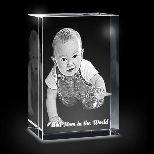 3D Photo Crystal Rectangle Laser Engraved Block Picture Etched Glass  3D  Laser Gifts