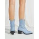 thumbnail image 5 of Blue Denim Embroidered Side Zipper High Heel Chunky Cowboy Boots & Western Style Fashion Boots For Women, Random Embroidery And Grain Pattern, 5 of 5