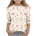 thumbnail image 2 of ITSAME Easter T-Shits for Girls, Cute Bunny Print Crewneck 3/4 Sleeve Festival Fashion Graphic Tees Multicolor 9-10T, 2 of 5