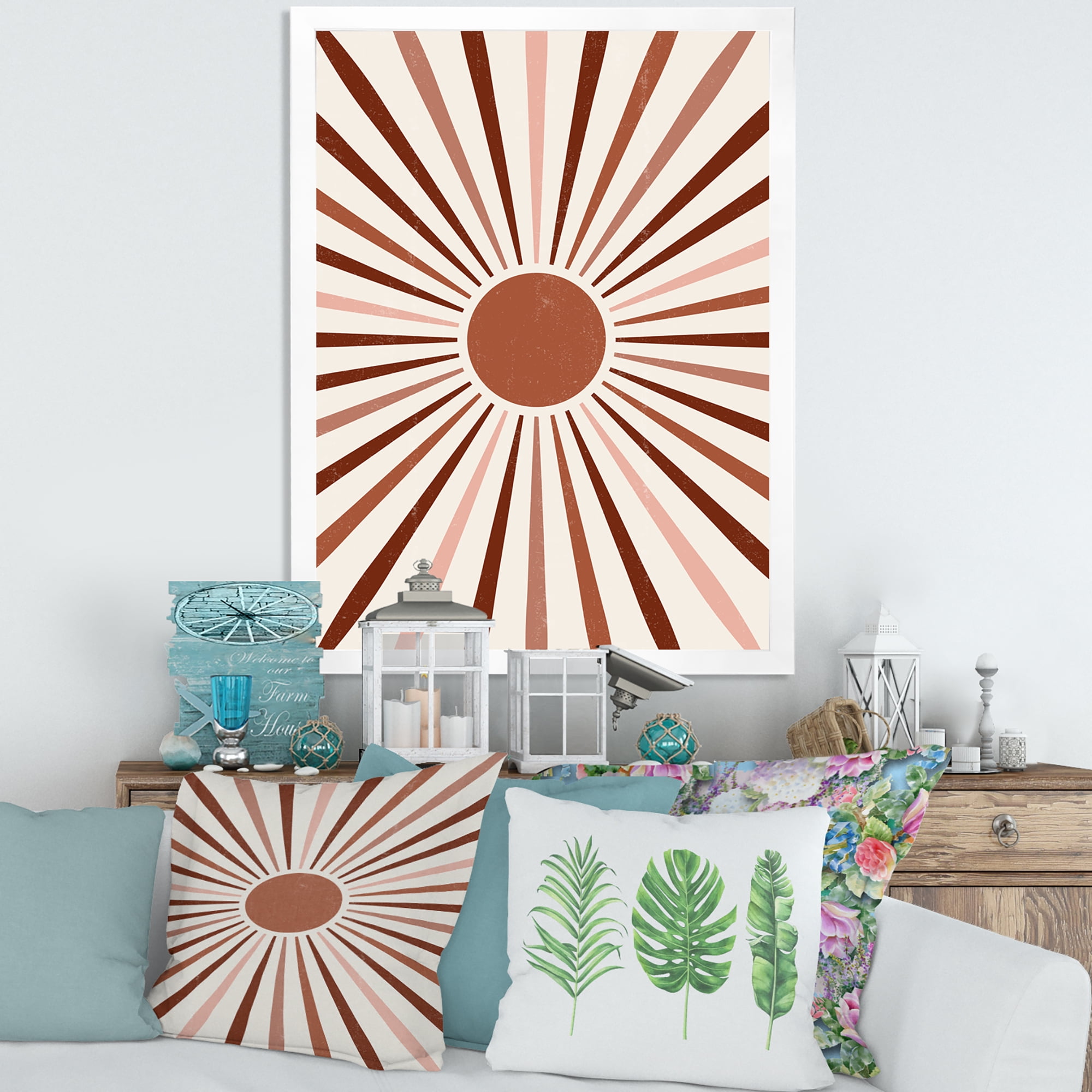 Designart 'Radiant Geometric Sun' Modern Framed Art Print
