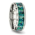 thumbnail image 4 of Stainless Steel Polished with Blue Imitiation Opal 8mm Men's Ring, 4 of 7