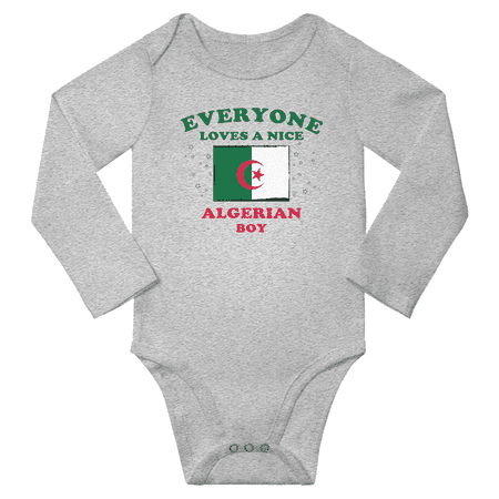

Everyone Loves a Nice Algerian Boy Baby Long Slevve Jumpsuits (Gray 6-12 Months)