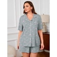 thumbnail image 6 of SHOWMALL Women's Plus Size Pajama Set 2 Piece Sleepwear with Pockets,Pink Stars 3X Valentine's Day Galentine's Self-Care Gift for Her, Soft Short Sleeve Loungewear, 6 of 8
