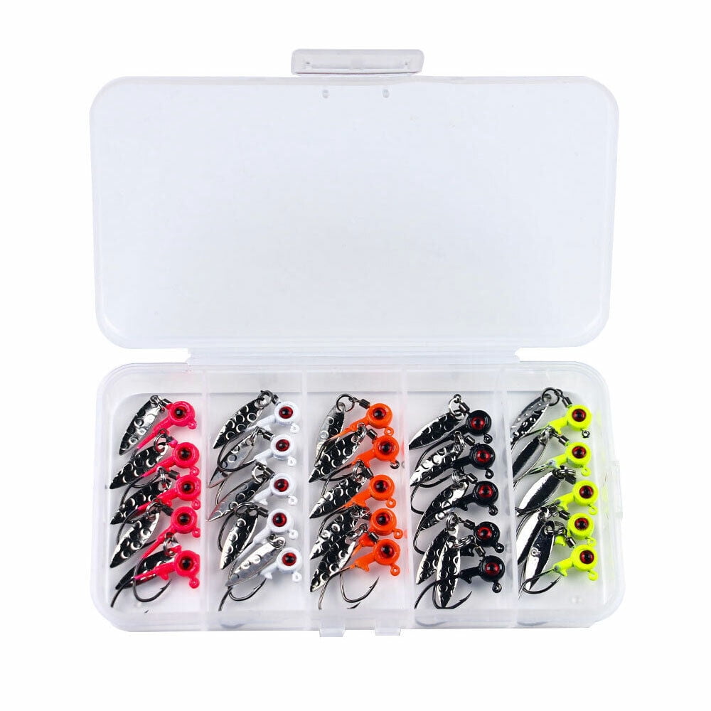 50pcs/box Spoon Lead Jig Head Fishing Hooks Crappie Lure Bait Kit Tackle Set USA