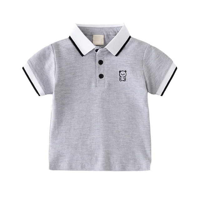 Polo pour Petits Garçons Gris Polo Manches Courtes Été 5-6 Ans Tenue
