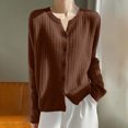thumbnail image 5 of SeekIslan Women's Fall V Neck Button Front Cardigan with Long Sleeves and Ribbed Trim, 5 of 5