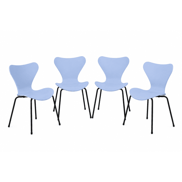 Set 4 Sillas Velvet Azul Polipropileno Apilable Amobelli