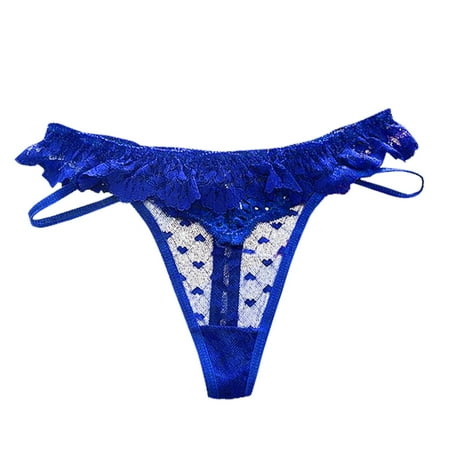 

KDDYLITQ Women Lace T-Back Underwear Sexy Breathable Seamless Thongs Panty Navy Average Size