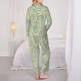 thumbnail image 3 of Pajama Sets for Women 2 Pcs, Flower Paisley Light Green Button Down Long Sleeve Sleepwear Lounge PJ Sets, 3 of 6