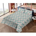 thumbnail image 4 of Ambesonne Floral Fitted & Flat Sheet with Shams 4 Pcs Set, Peony Eucalyptus Foliage Art, King, Laurel Green and Pale Teal, 4 of 5