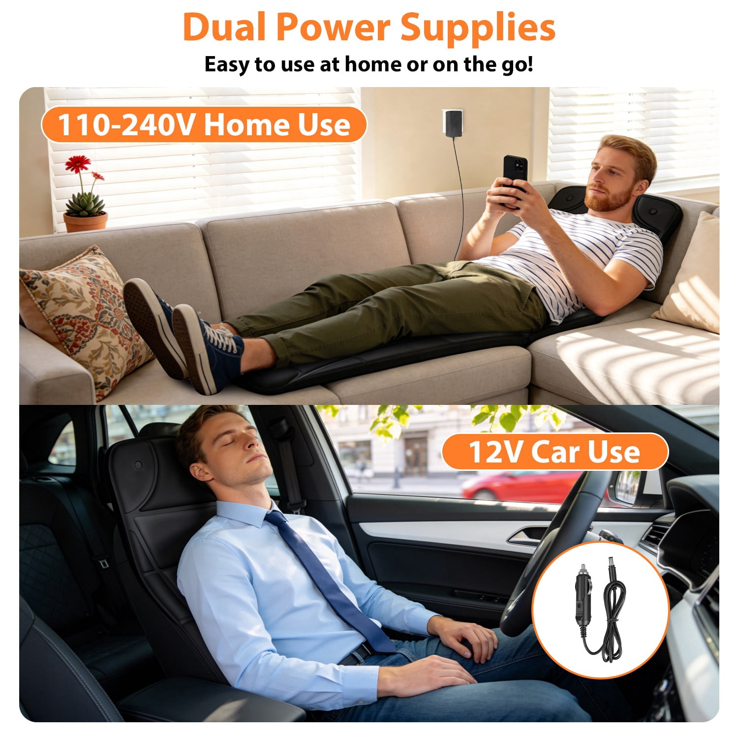 Full Body Massage Mat with 10 Pure Copper Motors, 9 Modes & 9 Intensity Levels Massage Pad with Heat, Timer Function, Overheat Protection, for Home Car Sofa Bed Use