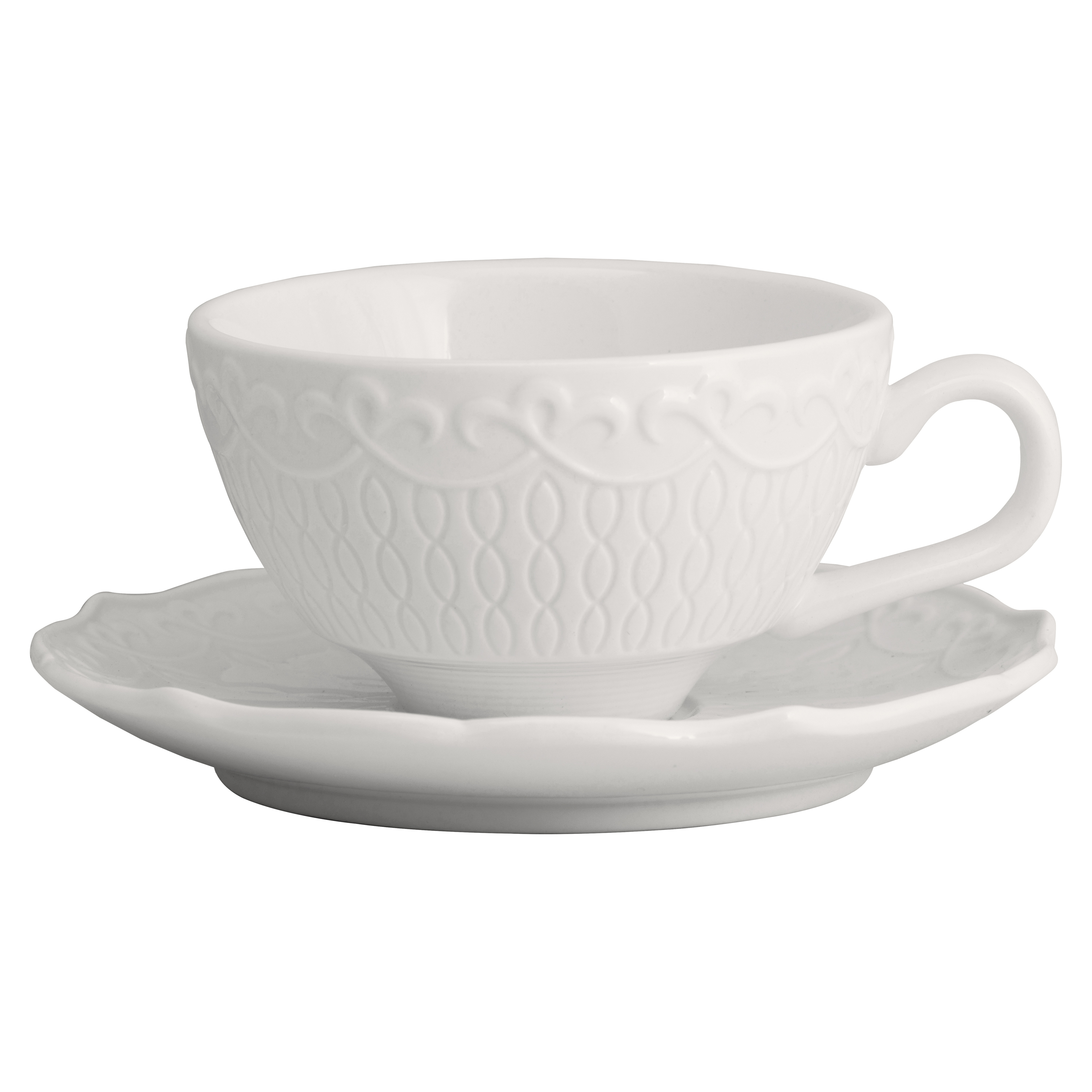 10 Strawberry Street Ever Porcelain Cup & Saucer, Set of 6, White