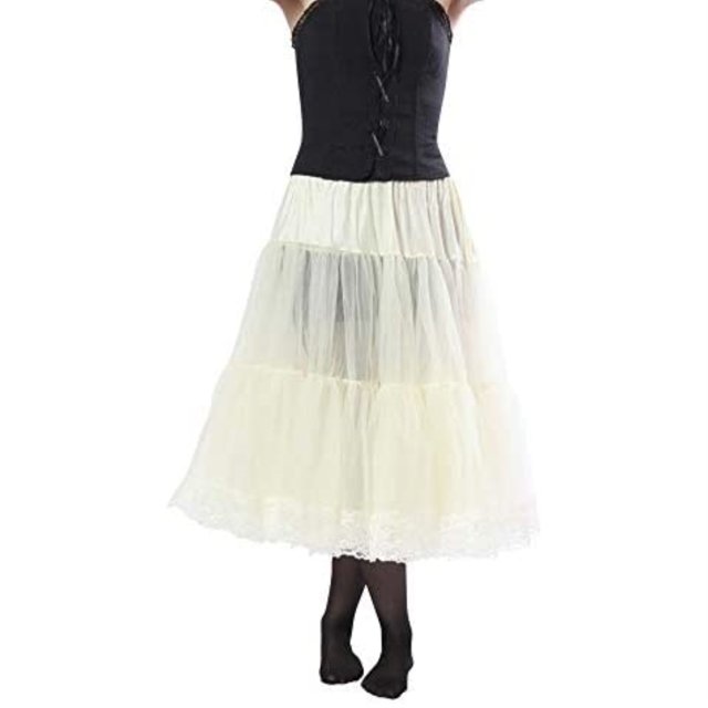 Malco Modes Cosette - Enagua de gasa de lujo para adultos, ribete de encaje, cintura y longitud ajustables, ideal para levantamiento moderado para Rockabilly 50s, uso diario (grande, blanco) Malco Modes 8080-WH-LAR